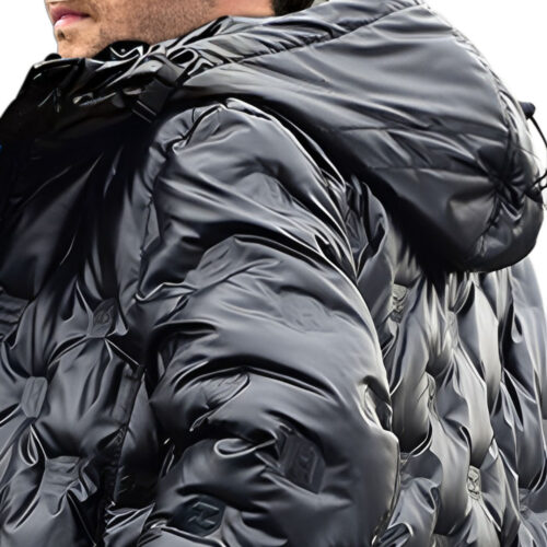 abbee Black XL Winter Hooded Glossy Overcoat Long Jacket Lightweight Quilted Warm Puffer Coat - Image 4
