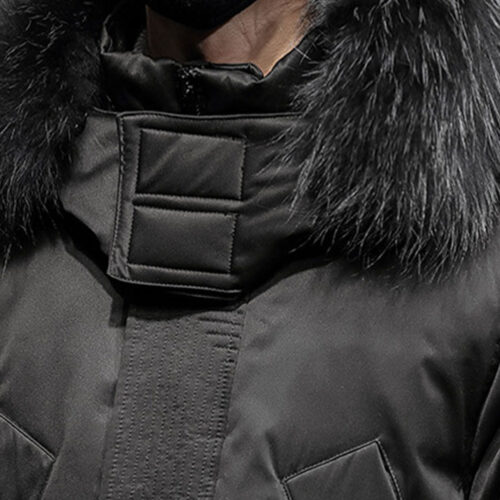 abbee Black Large Winter Fur Hooded Down Jacket Lightweight Quilted Warm Puffer Coat - Image 2