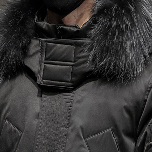 abbee Black Large Winter Fur Hooded Down Jacket Lightweight Quilted Warm Puffer Coat - Image 8