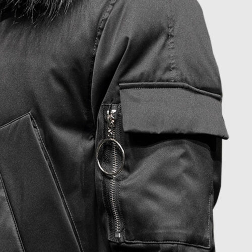 abbee Black XL Winter Fur Hooded Down Jacket Lightweight Quilted Warm Puffer Coat - Image 4