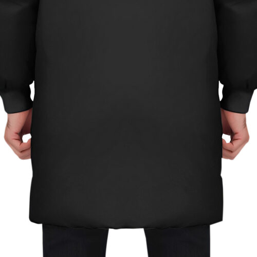 abbee Black XL Winter Fur Hooded Thick Overcoat Jacket Lightweight Quilted Warm Puffer Coat - Image 3