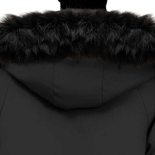 abbee Black 2xL Winter Fur Hooded Thick Overcoat Jacket Lightweight Quilted Warm Puffer Coat - Image 5
