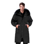abbee Black 3XL Winter Fur Hooded Thick Overcoat Jacket Lightweight Quilted Warm Puffer Coat