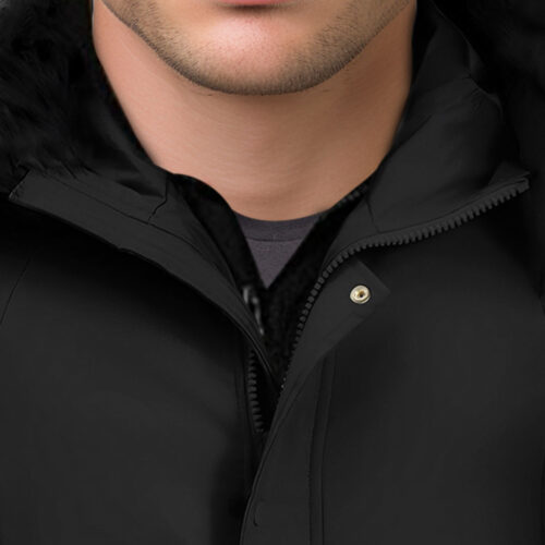 abbee Black 3XL Winter Fur Hooded Thick Overcoat Jacket Lightweight Quilted Warm Puffer Coat - Image 4