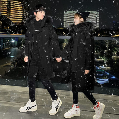 abbee Black 3XL Winter Fur Hooded Thick Overcoat Jacket Lightweight Quilted Warm Puffer Coat - Image 9