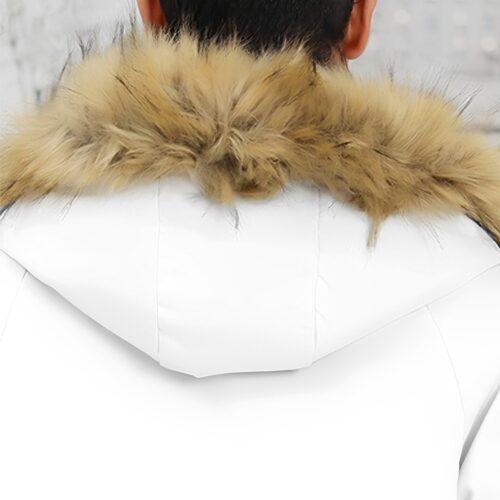 abbee White 2xL Winter Fur Hooded Thick Overcoat Jacket Lightweight Quilted Warm Puffer Coat - Image 6