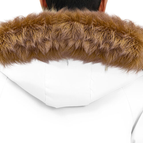 abbee White 3XL Winter Fur Hooded Thick Overcoat Jacket Lightweight Quilted Warm Puffer Coat - Image 3
