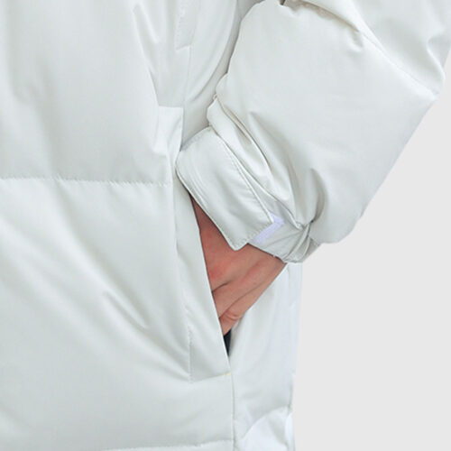 abbee White XL Winter Hooded Overcoat Long Jacket Lightweight Quilted Warm Puffer Coat - Image 4