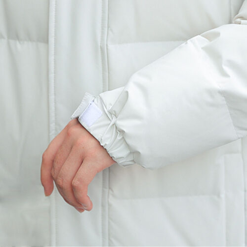 abbee White XL Winter Hooded Overcoat Long Jacket Lightweight Quilted Warm Puffer Coat - Image 9
