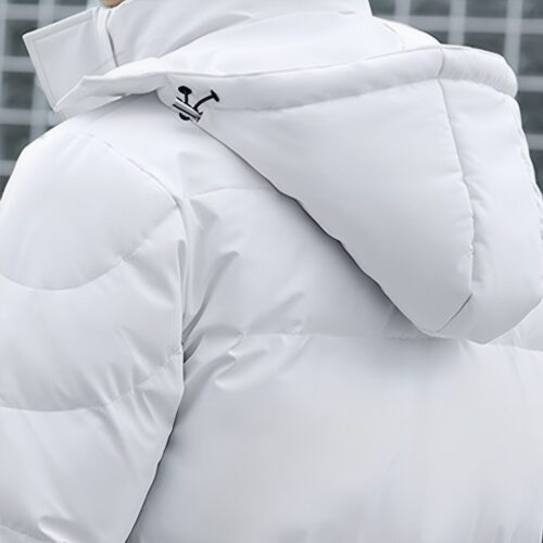 abbee White 2xL Winter Hooded Overcoat Long Jacket Lightweight Quilted Warm Puffer Coat - Image 6