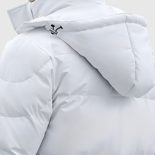 abbee White 3XL Winter Hooded Overcoat Long Jacket Lightweight Quilted Warm Puffer Coat - Image 3