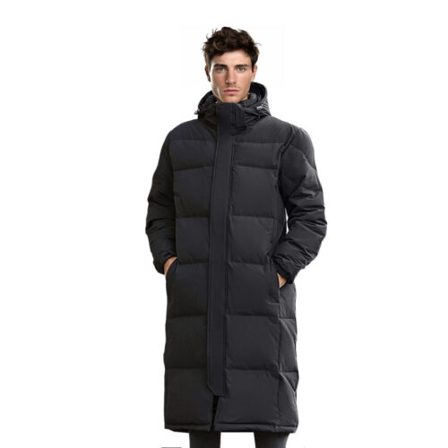 abbee Black 2xL Winter Hooded Overcoat Long Jacket Lightweight Quilted Warm Puffer Coat