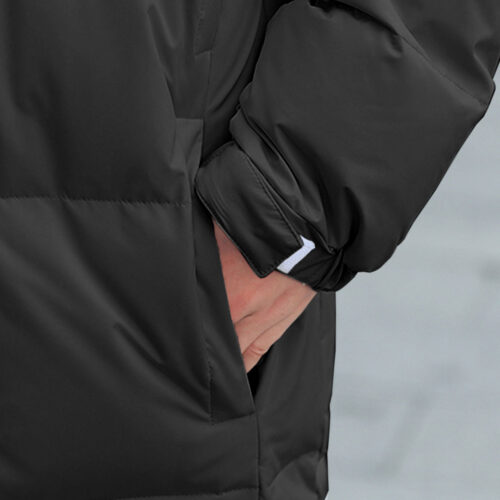 abbee Black 2xL Winter Hooded Overcoat Long Jacket Lightweight Quilted Warm Puffer Coat - Image 7