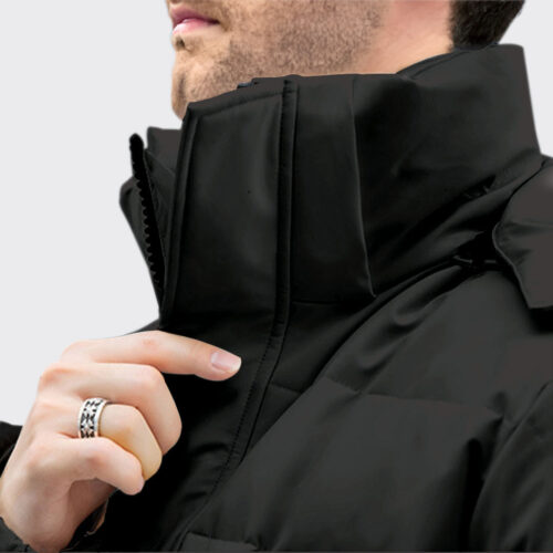 abbee Black 3XL Winter Hooded Overcoat Long Jacket Lightweight Quilted Warm Puffer Coat - Image 2