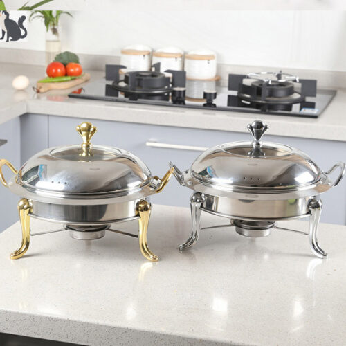 Stainless Steel Round Buffet Chafing Dish Cater Food Warmer Chafer with Glass Top Lid - Image 6