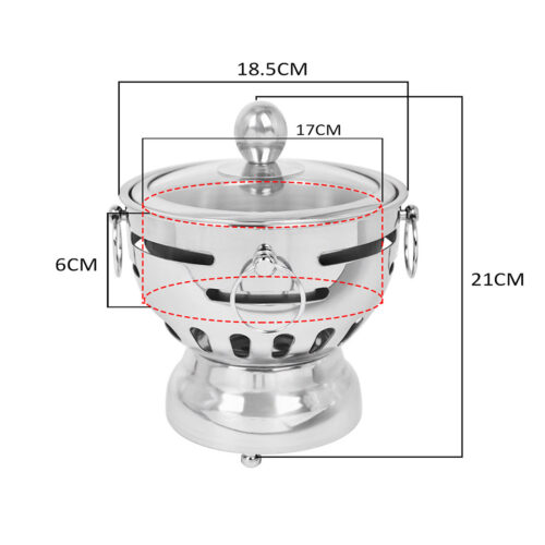 2x Stainless Steel Mini Asian Buffet Hot Pot Single Person Shabu Alcohol Stove Burner with Glass Lid - Image 2