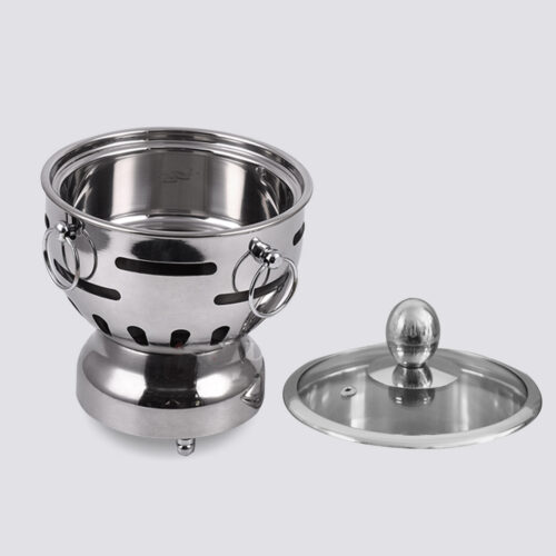 2x Stainless Steel Mini Asian Buffet Hot Pot Single Person Shabu Alcohol Stove Burner with Glass Lid - Image 4
