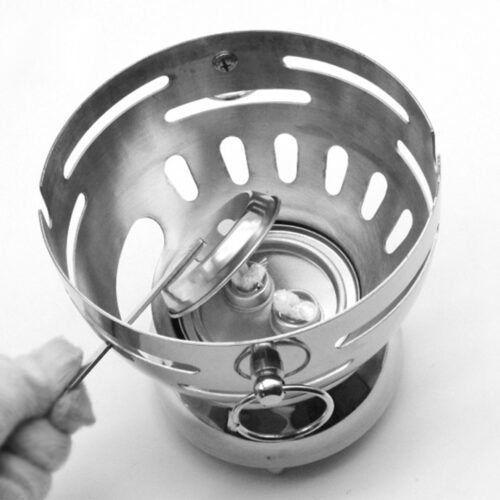 2x Stainless Steel Mini Asian Buffet Hot Pot Single Person Shabu Alcohol Stove Burner with Glass Lid - Image 6