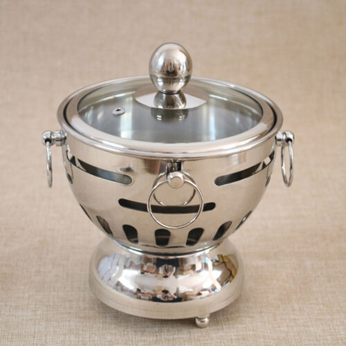 2x Stainless Steel Mini Asian Buffet Hot Pot Single Person Shabu Alcohol Stove Burner with Glass Lid - Image 8