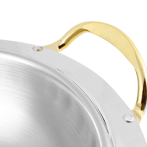 2x Stainless Steel Gold Accents Round Buffet Chafing Dish Cater Food Warmer Chafer with Glass Top Lid - Image 10