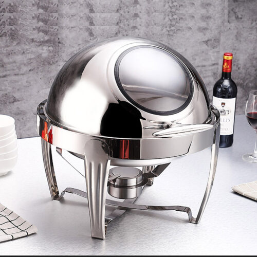 4x 6.5L Stainless Steel Round Soup Tureen Bowl Station Roll Top Buffet Chafing Dish Catering Chafer Food Warmer Server - Image 8