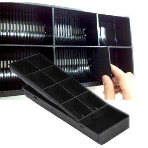 4 Bills 8 Coins Cash Tray with Lockable Lid Heavy Duty Spare Cash Tray Black - Image 3