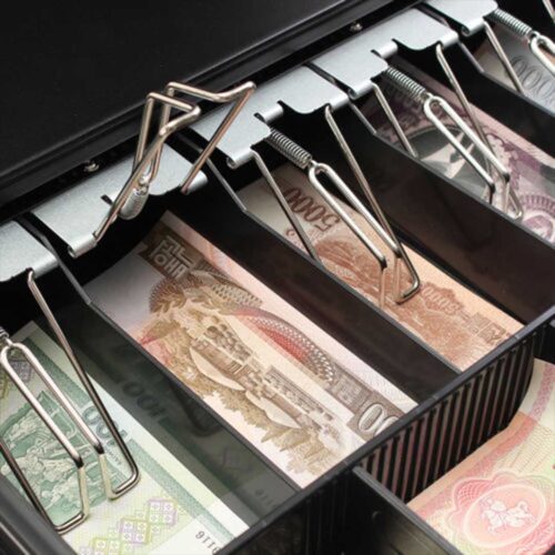 4 Bills 8 Coins Cash Tray with Lockable Lid Heavy Duty Spare Cash Tray Black - Image 6