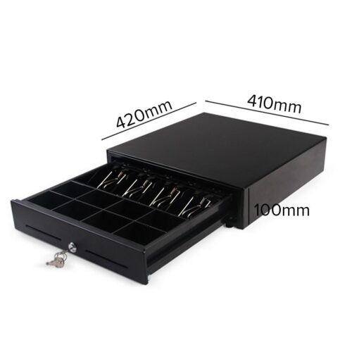 Black Heavy Duty Cash Drawer Electronic 4 Bills 8 Coins Cheque Slot Tray Pos 410 - Image 2