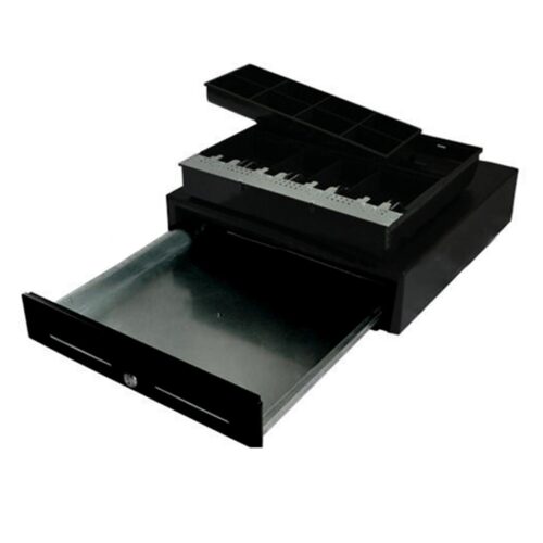 Black Heavy Duty Cash Drawer Electronic 4 Bills 8 Coins Cheque Slot Tray Pos 410 - Image 4