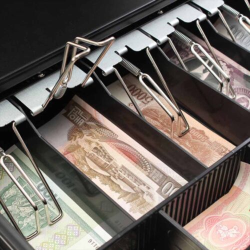 Black Heavy Duty Cash Drawer Electronic 4 Bills 8 Coins Cheque Slot Tray Pos 410 - Image 6