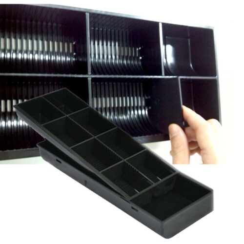 2x 4 Bills 8 Coins Cash Tray with Lockable Lid Heavy Duty Spare Cash Tray Black - Image 3