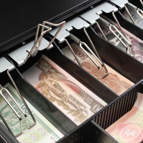 2x 4 Bills 8 Coins Cash Tray with Lockable Lid Heavy Duty Spare Cash Tray Black - Image 6