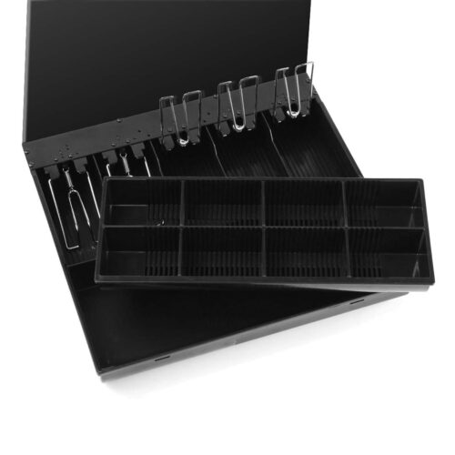 2x 4 Bills 8 Coins Cash Tray with Lockable Lid Heavy Duty Spare Cash Tray Black - Image 7