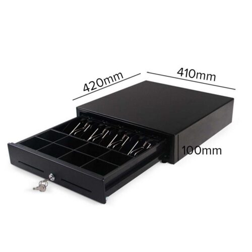 2x Black Heavy Duty Cash Drawer Electronic 4 Bills 8 Coins Cheque Slot Tray Pos 410 - Image 2