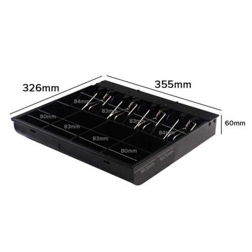 2x Black Heavy Duty Cash Drawer Electronic 4 Bills 8 Coins Cheque Slot Tray Pos 410 - Image 3