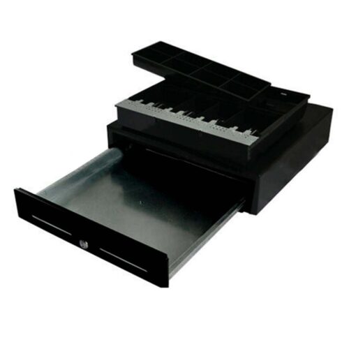 2x Black Heavy Duty Cash Drawer Electronic 4 Bills 8 Coins Cheque Slot Tray Pos 410 - Image 4