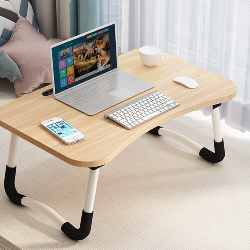 Walnut Portable Bed Table Adjustable Folding Bed Sofa Study Table Laptop Mini Desk with Notebook Stand Holder - Image 3
