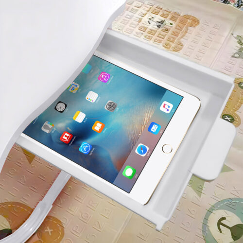 White Portable Bed Table Adjustable Folding Mini Desk with Mini Drawer Cup Holder - Image 9