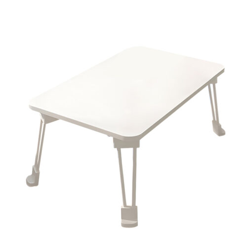 White Portable Bed Table Adjustable Folding Mini Desk with Cup Holder
