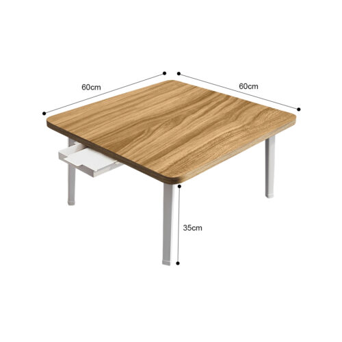 Wood-Colored Portable Floor Table Small Square Space-Saving Mini Desk Decor - Image 2
