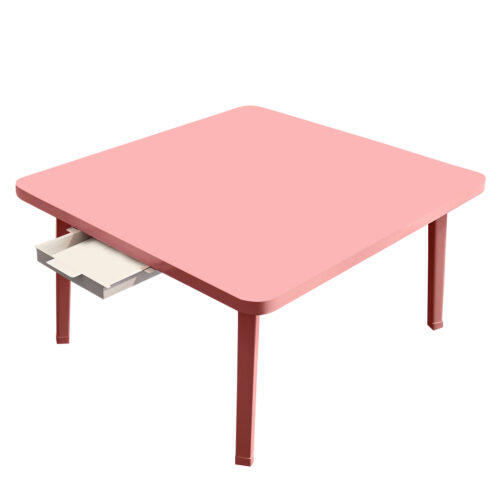 Pink Portable Floor Table Small Square Space-Saving Mini Desk Decor