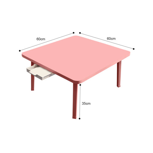 Pink Portable Floor Table Small Square Space-Saving Mini Desk Decor - Image 3