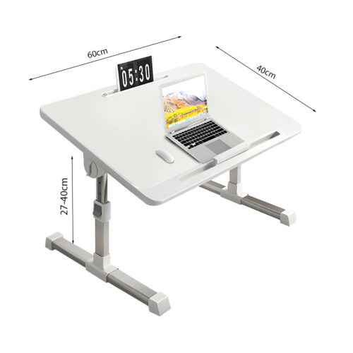 60X40cm White Small Laptop Bed Portable Folding Study Table Adjustable - Image 4