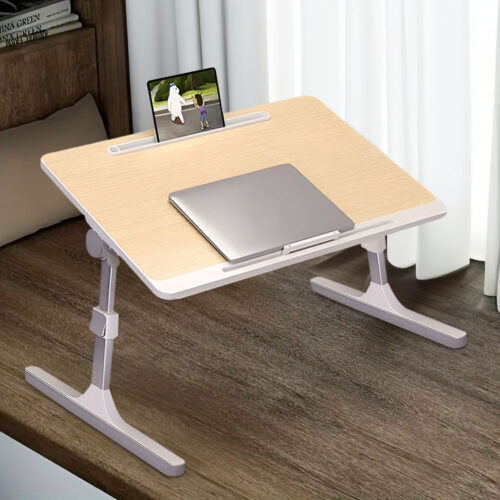 60X40cm Wood Small Laptop Bed Portable Folding Study Table Adjustable - Image 3