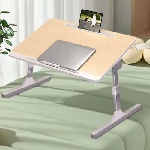 60X40cm Wood Small Laptop Bed Portable Folding Study Table Adjustable - Image 4