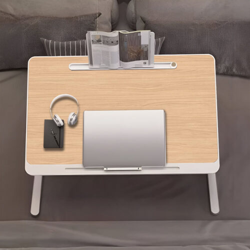 60X40cm Wood Small Laptop Bed Portable Folding Study Table Adjustable - Image 5