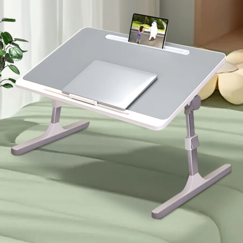 60X40cm Grey Small Laptop Bed Portable Folding Study Table Adjustable - Image 3