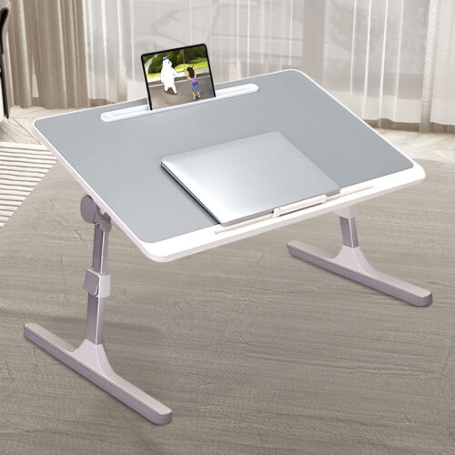60X40cm Grey Small Laptop Bed Portable Folding Study Table Adjustable - Image 4