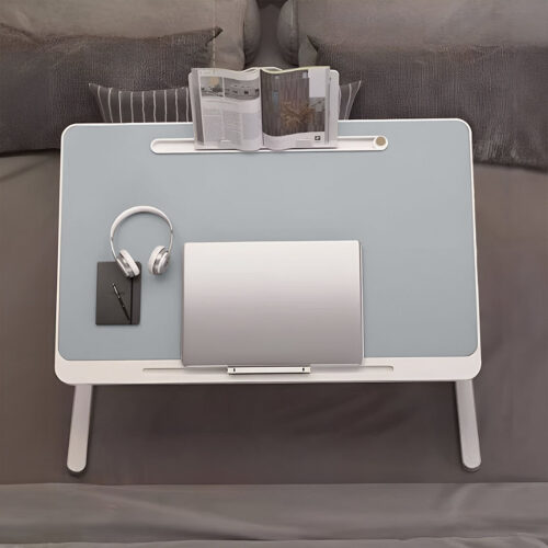 60X40cm Grey Small Laptop Bed Portable Folding Study Table Adjustable - Image 5