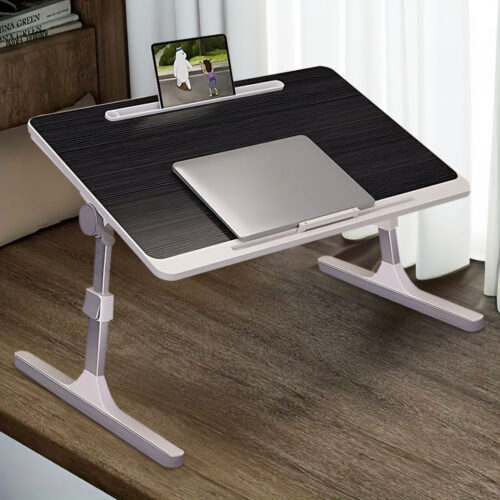 60X40cm Black Small Laptop Bed Portable Folding Study Table Adjustable - Image 3